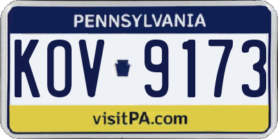 PA license plate KOV9173
