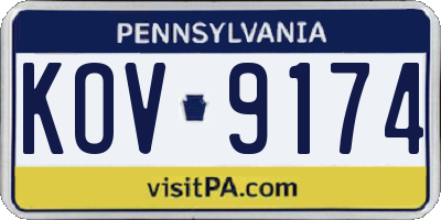 PA license plate KOV9174