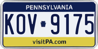 PA license plate KOV9175