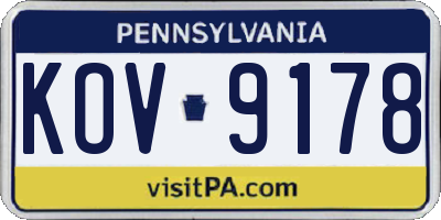 PA license plate KOV9178