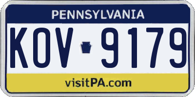 PA license plate KOV9179