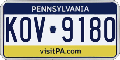 PA license plate KOV9180