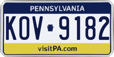 PA license plate KOV9182