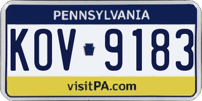 PA license plate KOV9183