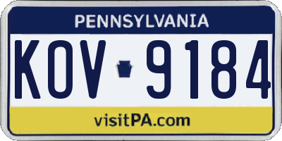 PA license plate KOV9184