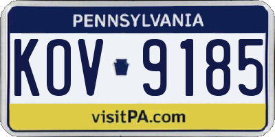 PA license plate KOV9185