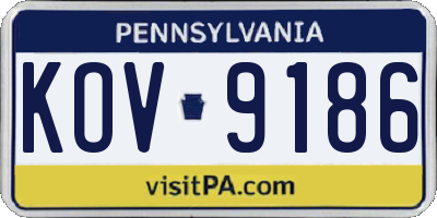 PA license plate KOV9186