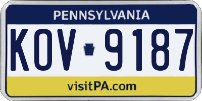 PA license plate KOV9187