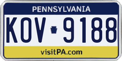 PA license plate KOV9188