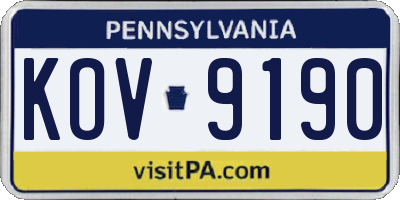 PA license plate KOV9190