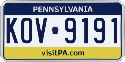 PA license plate KOV9191