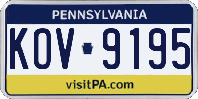 PA license plate KOV9195