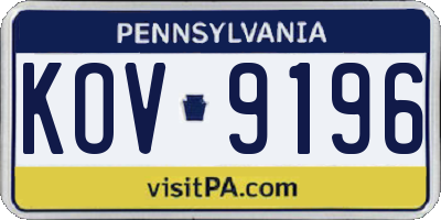 PA license plate KOV9196