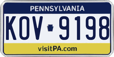 PA license plate KOV9198