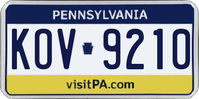 PA license plate KOV9210