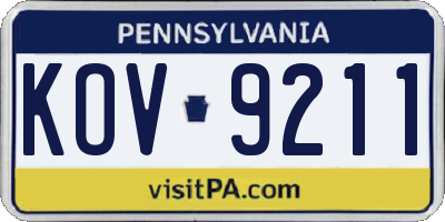 PA license plate KOV9211