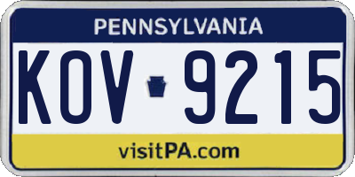 PA license plate KOV9215