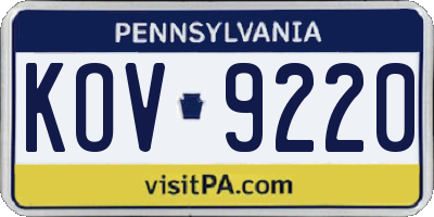PA license plate KOV9220