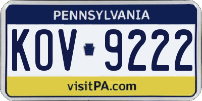 PA license plate KOV9222