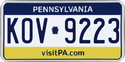 PA license plate KOV9223