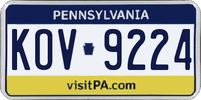 PA license plate KOV9224