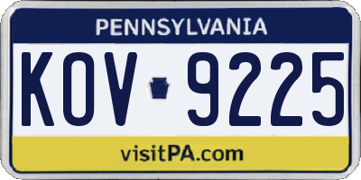 PA license plate KOV9225
