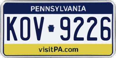 PA license plate KOV9226