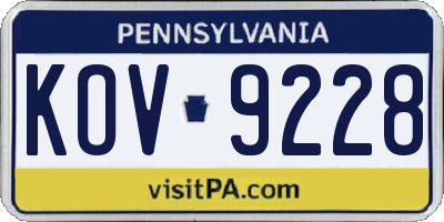 PA license plate KOV9228