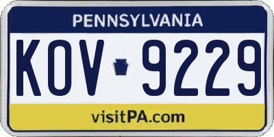 PA license plate KOV9229