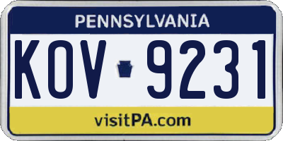 PA license plate KOV9231