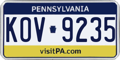 PA license plate KOV9235
