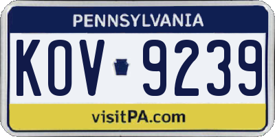 PA license plate KOV9239