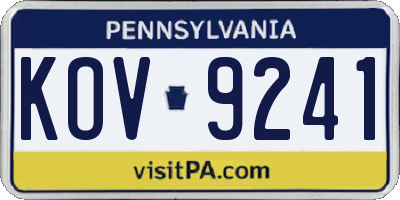 PA license plate KOV9241