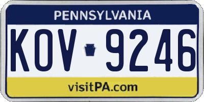 PA license plate KOV9246