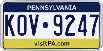 PA license plate KOV9247
