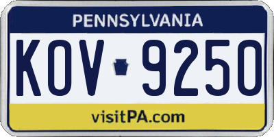 PA license plate KOV9250