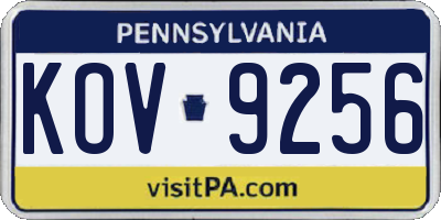 PA license plate KOV9256