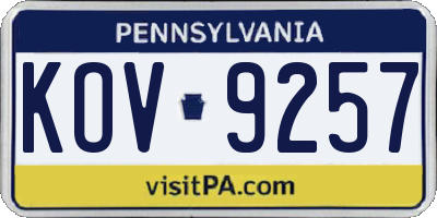 PA license plate KOV9257