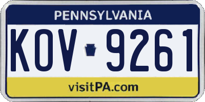 PA license plate KOV9261
