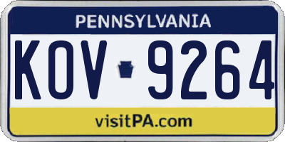 PA license plate KOV9264