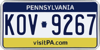 PA license plate KOV9267