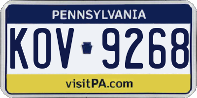 PA license plate KOV9268