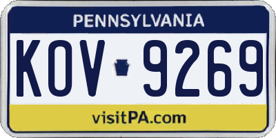 PA license plate KOV9269
