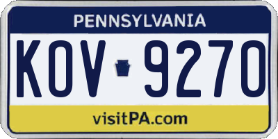 PA license plate KOV9270