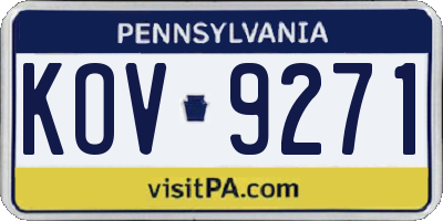 PA license plate KOV9271