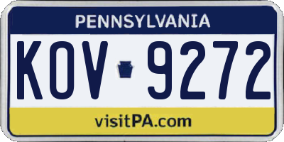 PA license plate KOV9272