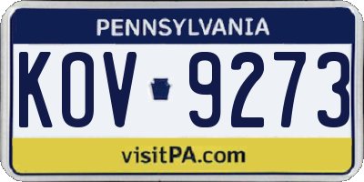 PA license plate KOV9273