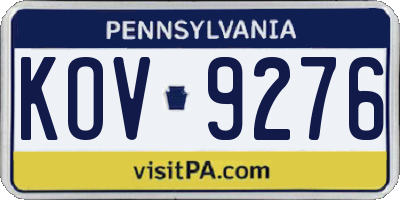 PA license plate KOV9276