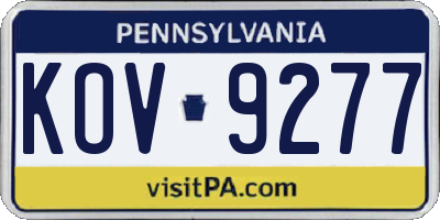 PA license plate KOV9277