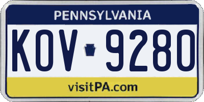 PA license plate KOV9280